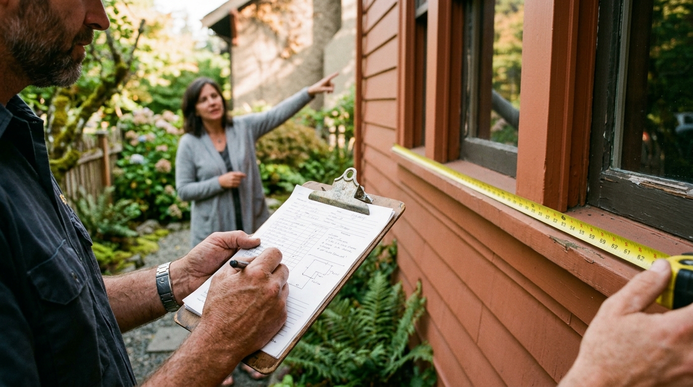 Contractor on an estimate walkthrough